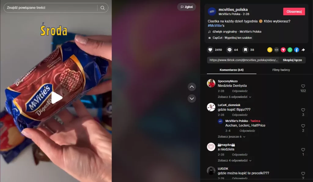 McVitie’s i Flipz – materiał 2