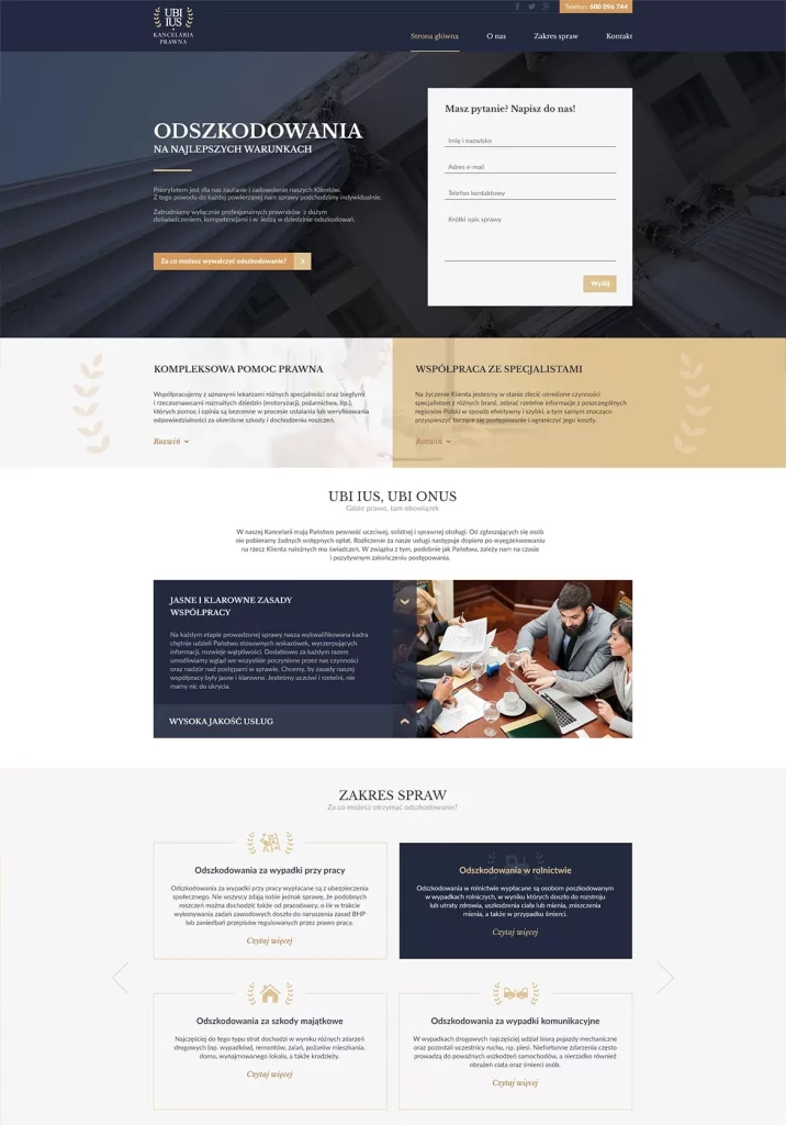 UBI IUS – projekt strony – materiał 1