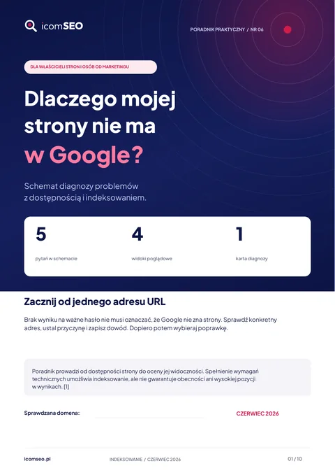 Okładka poradnika: Dlaczego mojej strony nie ma w Google?