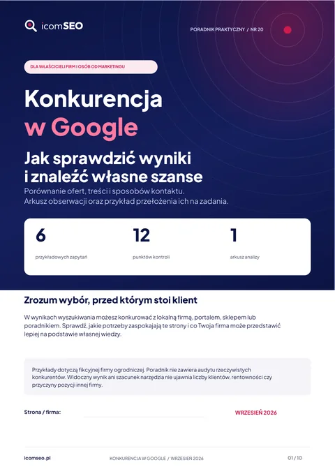 Okładka poradnika: Konkurencja w Google: jak sprawdzić wyniki i znaleźć własne szanse
