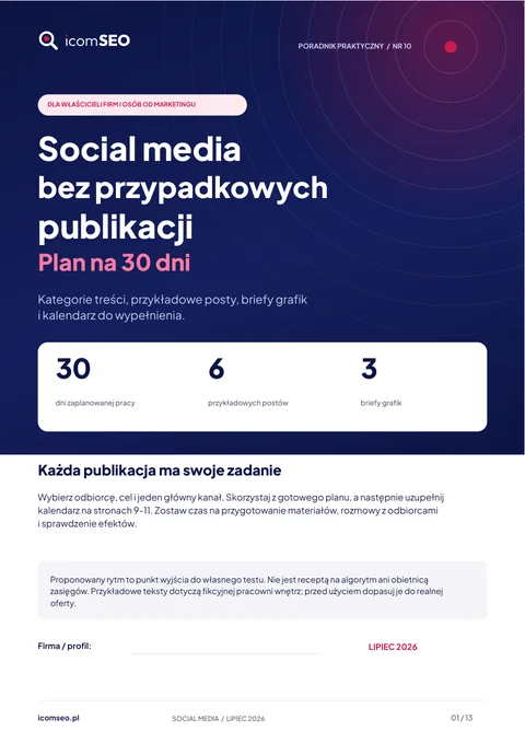 Okładka poradnika: Social media bez przypadkowych publikacji: plan na 30 dni