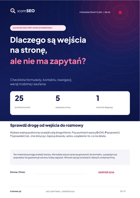 Okładka poradnika: Dlaczego są wejścia na stronę, ale nie ma zapytań?