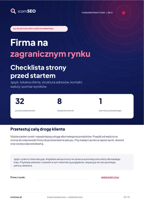 Okładka poradnika: Firma na zagranicznym rynku: checklista strony przed startem