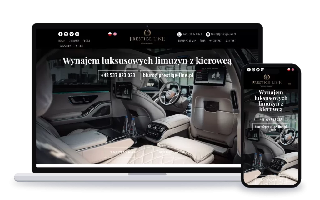 Prestige Line: strona internetowa
