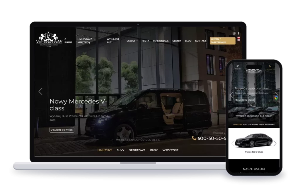 VIP Cars Warsaw: strona internetowa