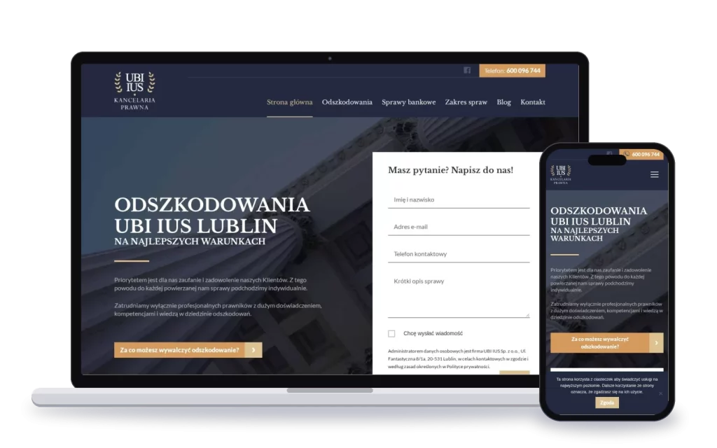 UBI IUS Odszkodowania: strona WWW