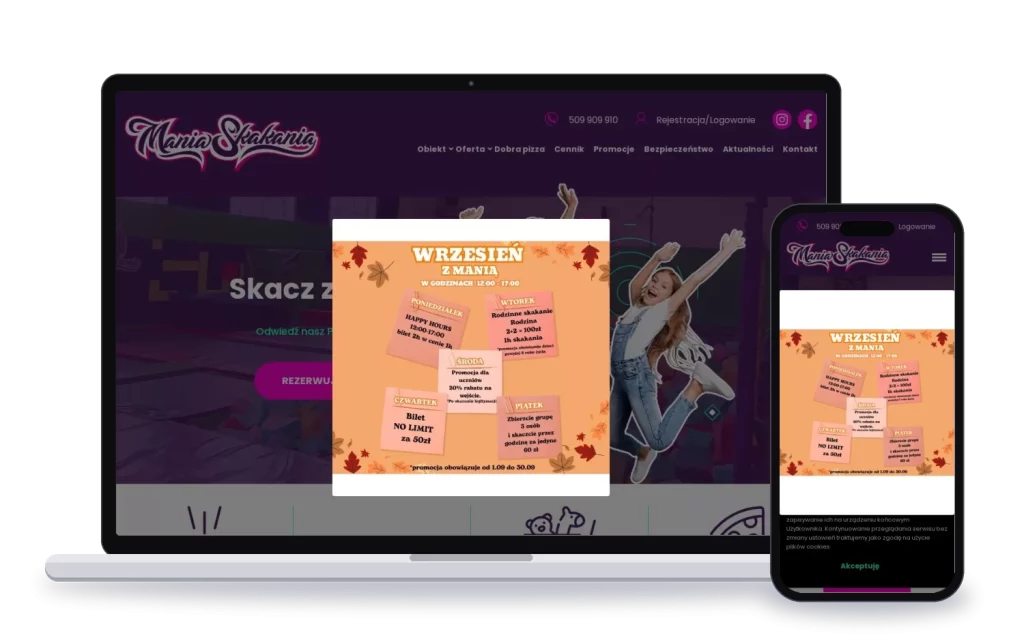 Mania Skakania: strona internetowa