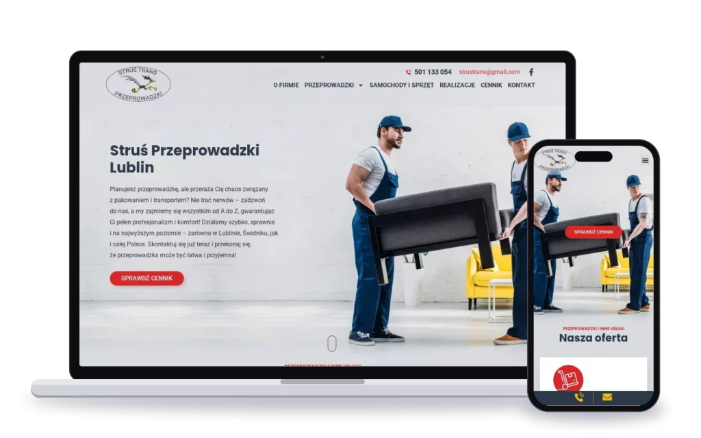 Struś Przeprowadzki: strona internetowa